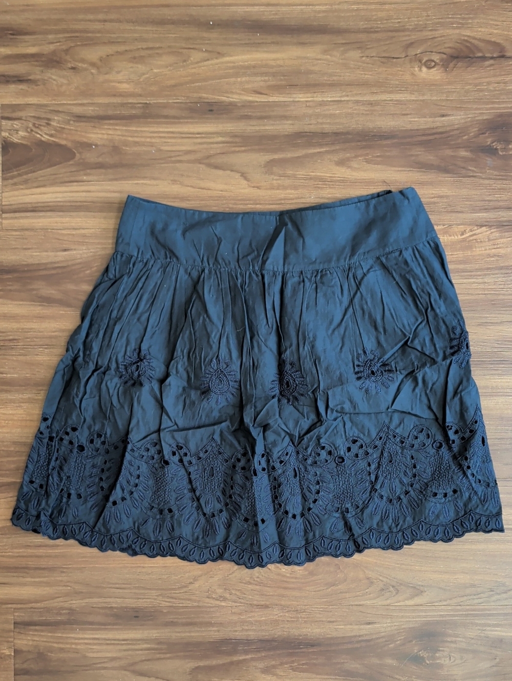 Black Eyelet Tiered  Skirt - Women